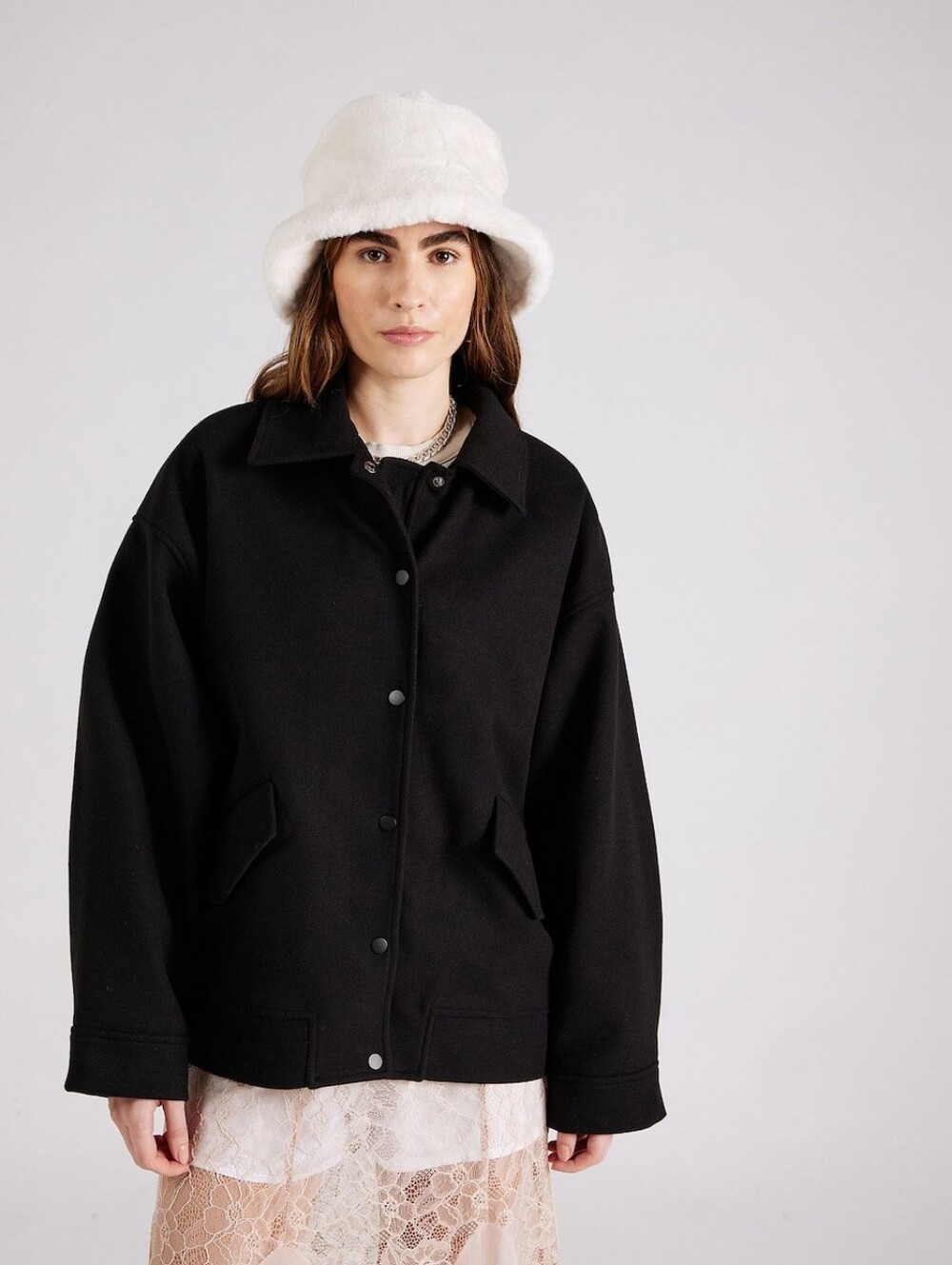 TOPSHOP Between Season Brushed Bomber Jacket In Black Women's M US 8 10 Org $125